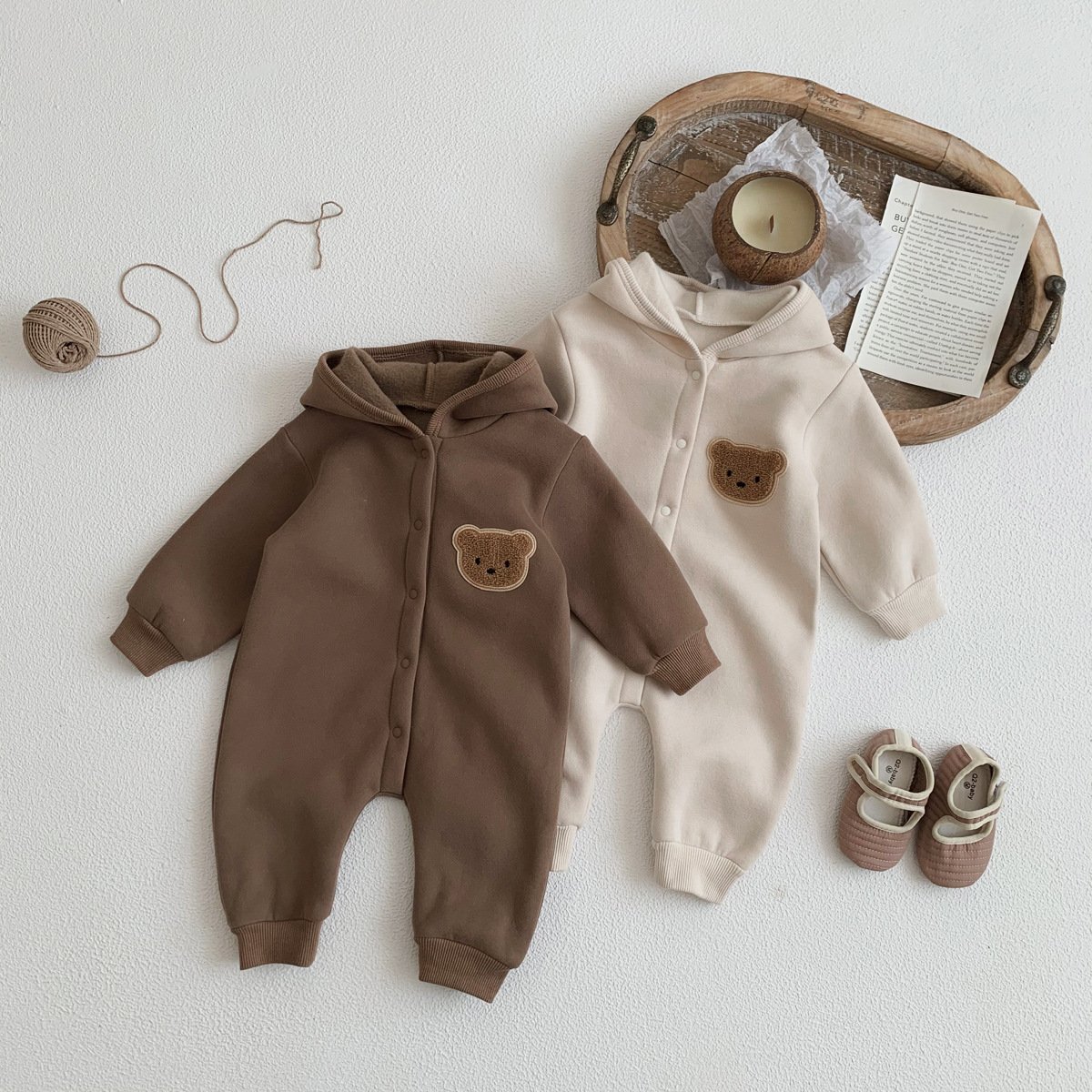 Baby Romper Solid Color Bear Jumpsuit Cotton Spring Newborn One-Pieces Clothing for Boys Girls Infant Onesie 0-18M