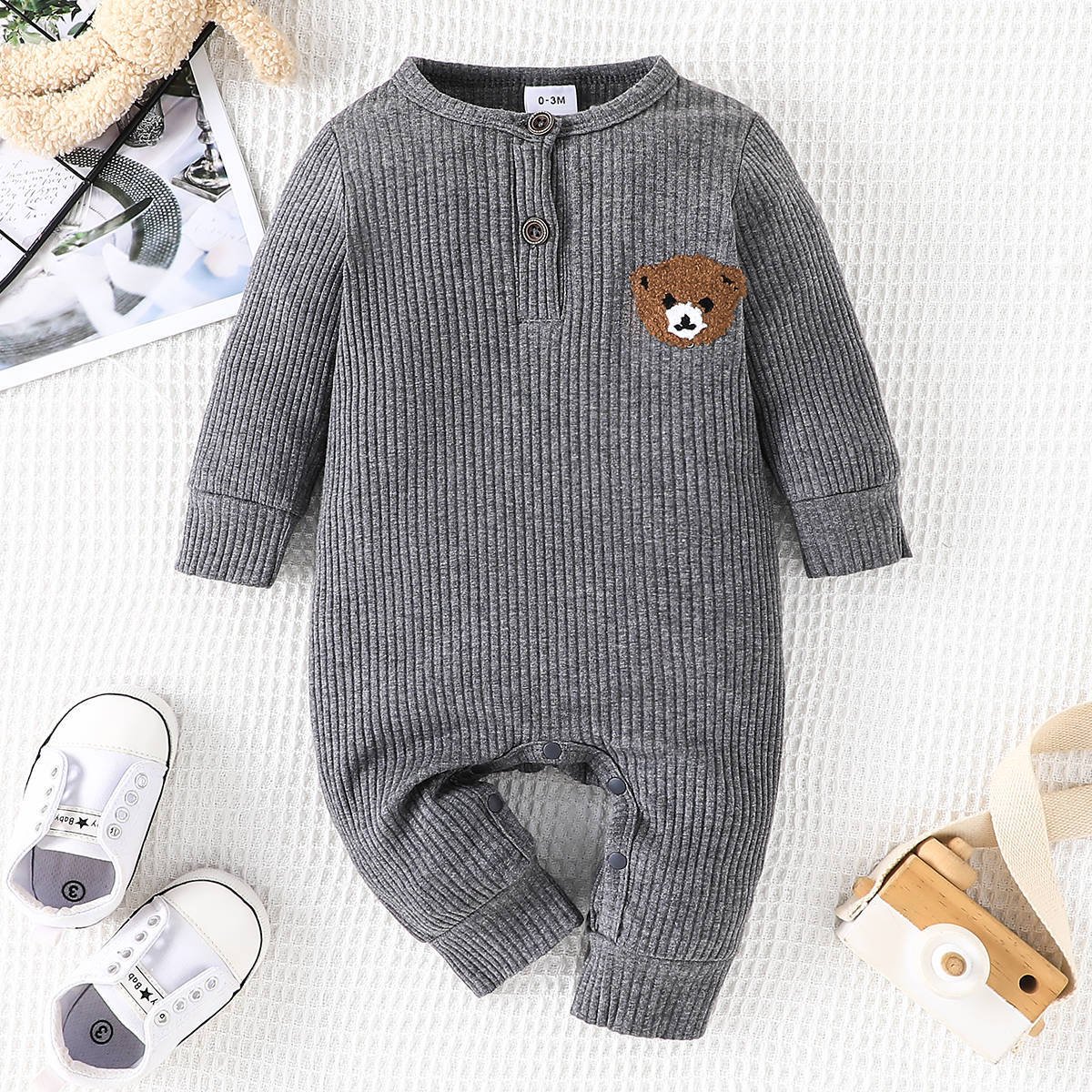 Wholesale Cotton Jumpsuit for Boys and Girls 0-18M Toddler Romper with Long Sleeve Kid Bodysuit Baby Romper