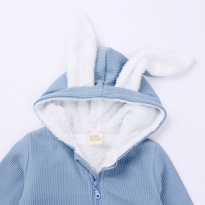 Toddlers rabbit ears cotton jumpsuit newborn bunny ear long sleeves hooded playsuit clothes pullover onesie rompers baby romper