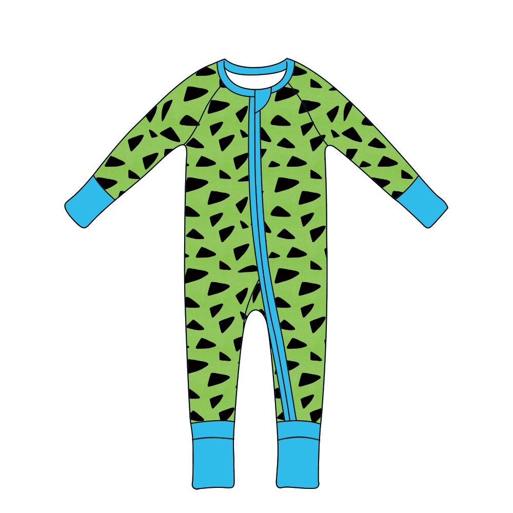 Qingli ODM Kids Pajamas Toddler Summer Jumpsuit custom Letter Printed Long Sleeves Two Way Zippers Baby Romper