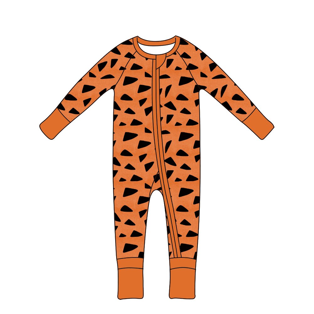 Qingli ODM Kids Pajamas Toddler Summer Jumpsuit custom Letter Printed Long Sleeves Two Way Zippers Baby Romper