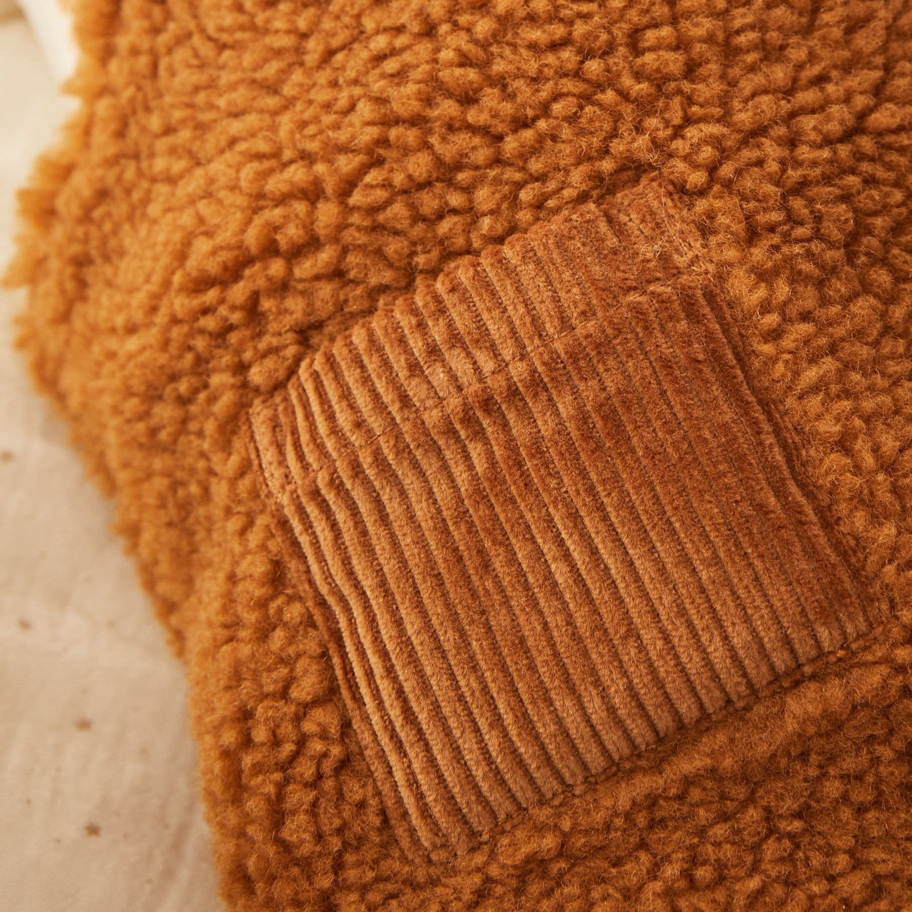 Tan Brown Supersoft Sherpa Fleece Baby Dungaree Overall Toddler Baby Bodysuit With Corduroy Pocket