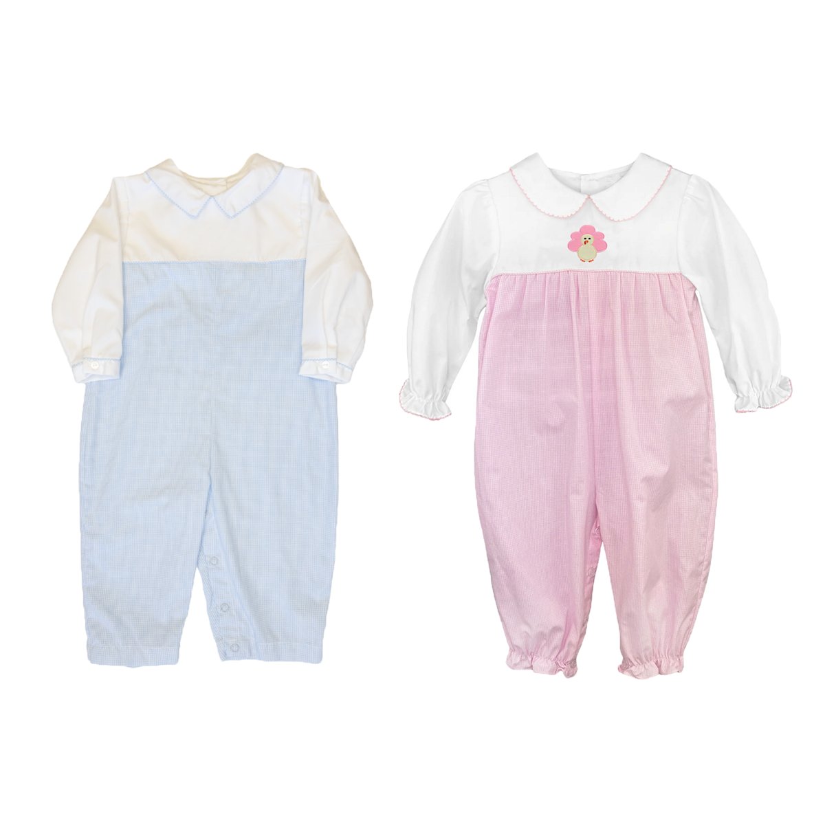 Boutique long sleeve kids clothes blank woven cotton unisex baby romper peter pan collar with bib infant girl boy bodysuit