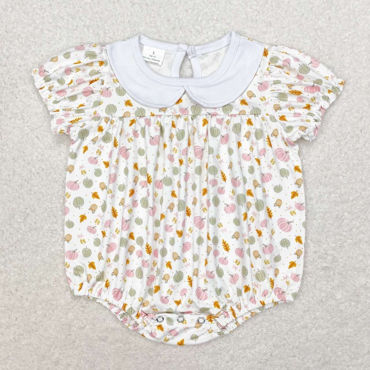 RTS Baby Newborn Infants Girls Fall Pumpkin Leaves Bows Ruffle Buttons Boutique Sister Sibling Bloomers Rompers