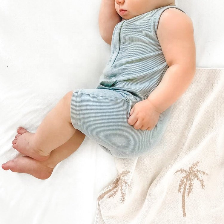 OEM Unisex Summer Plain Custom Size knitted Newborn clothes kids jumpsuit Baby rompers