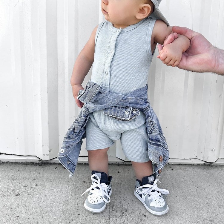 OEM Unisex Summer Plain Custom Size knitted Newborn clothes kids jumpsuit Baby rompers