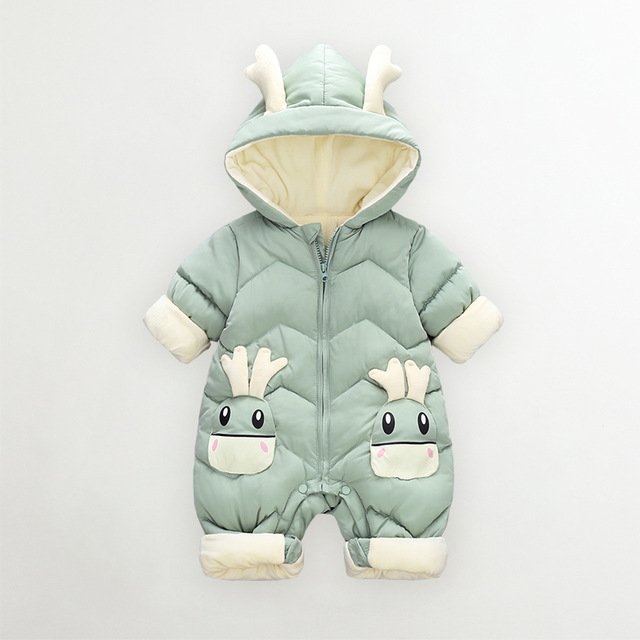 2020 Baby Winter Snowsuit Plus Velvet Thick Baby Boys Jumpsuit 0-2 Years Newborn Romper Baby Girls Overalls Toddler Coat