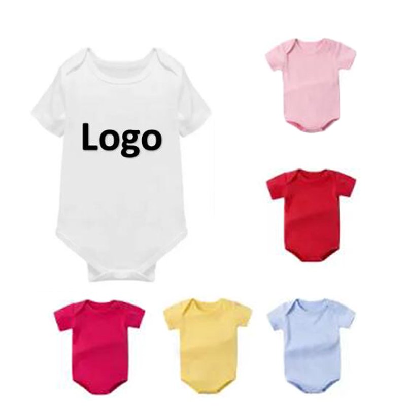 Custom newborn baby unisex boy and girl clothes short sleeve summer 100% combed cotton infant and baby clothes for newborns