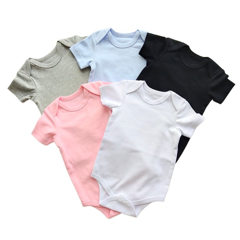 Custom newborn baby unisex boy and girl clothes short sleeve summer 100% combed cotton infant and baby clothes for newborns