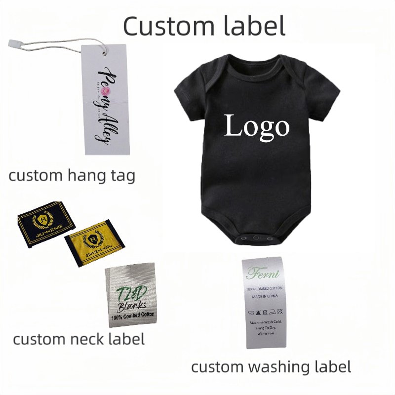 Custom newborn baby unisex boy and girl clothes short sleeve summer 100% combed cotton infant and baby clothes for newborns