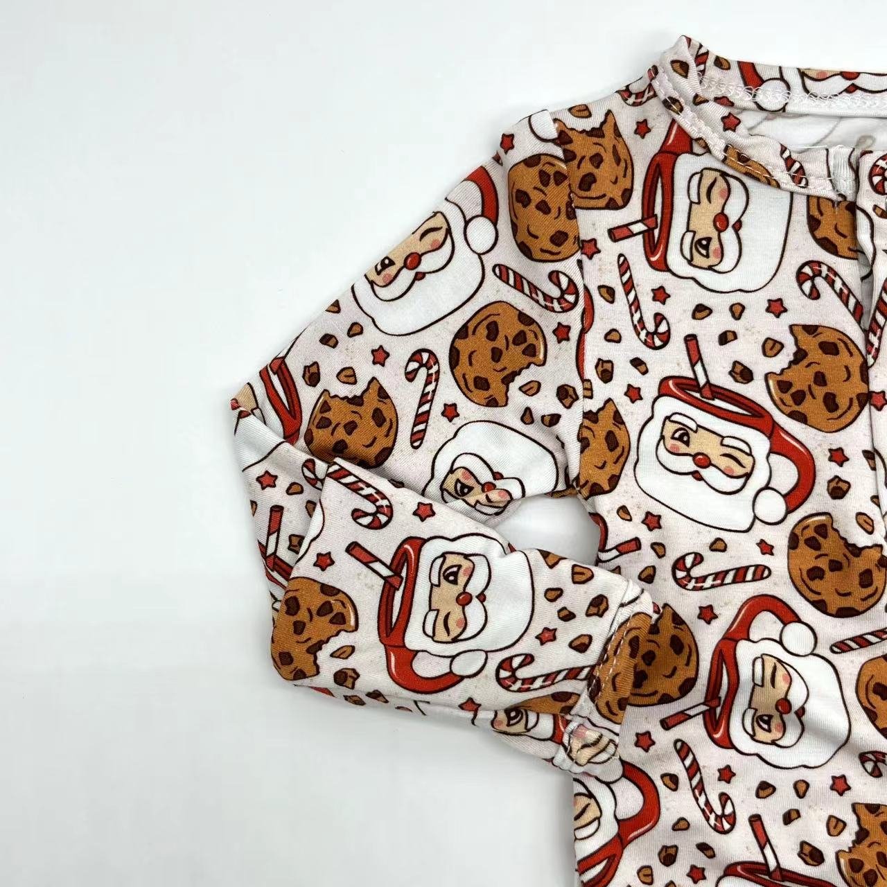 Popular spring custom made for Christmas Santa Claus bamboo waffle quick dry zipper grip baby romper
