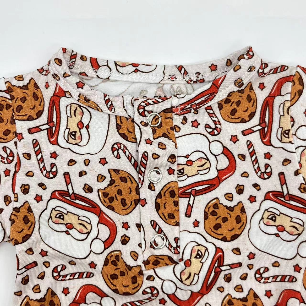 Popular spring custom made for Christmas Santa Claus bamboo waffle quick dry zipper grip baby romper