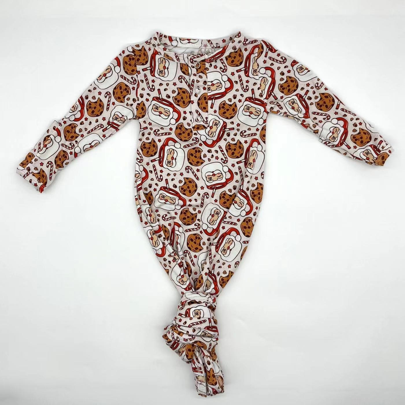 Popular spring custom made for Christmas Santa Claus bamboo waffle quick dry zipper grip baby romper