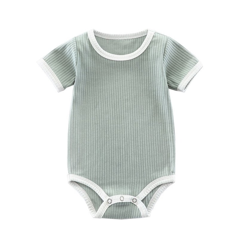 Custom Short Sleeve Baby Bodysuit Unisex Newborn Baby Wear Spandex Cotton Rib Baby Romper