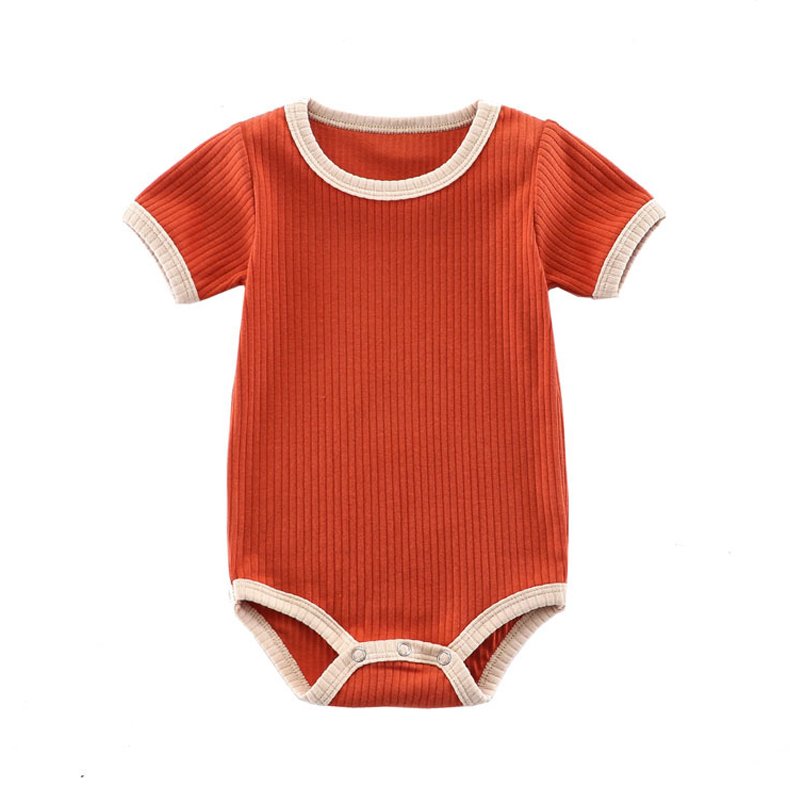 Custom Short Sleeve Baby Bodysuit Unisex Newborn Baby Wear Spandex Cotton Rib Baby Romper