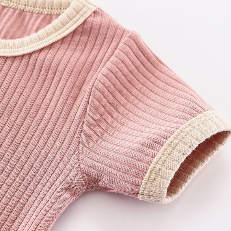 Custom Short Sleeve Baby Bodysuit Unisex Newborn Baby Wear Spandex Cotton Rib Baby Romper