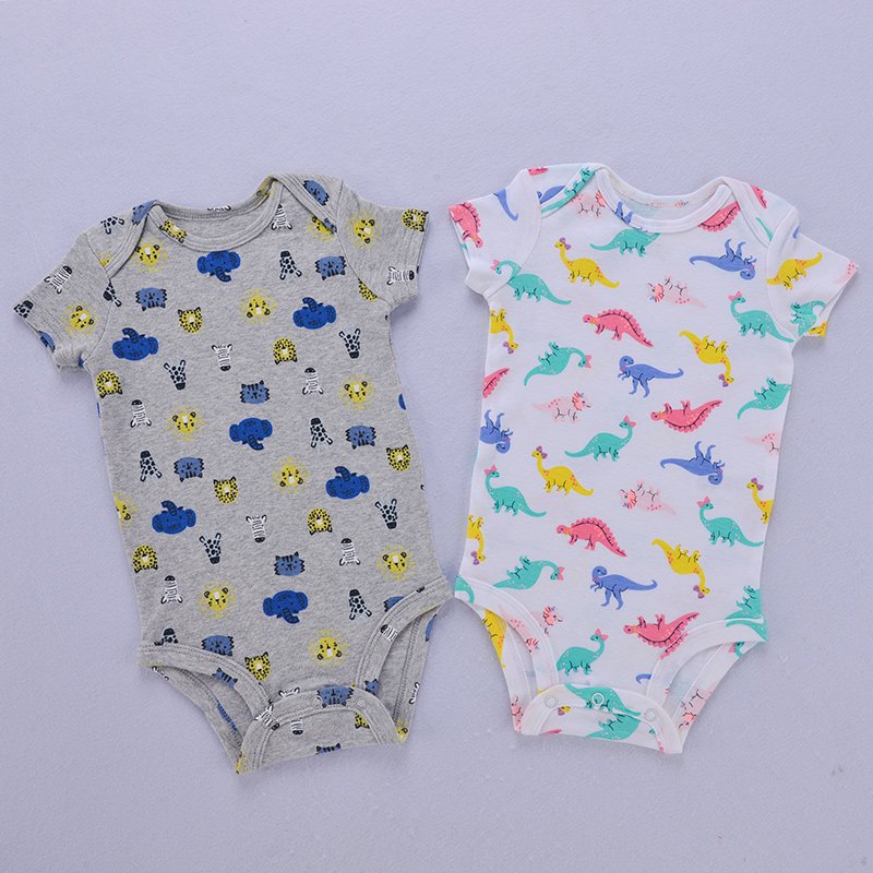 Factory Customize Wholesale Summer Short Sleeve Ribbed Baby Bodysuit 6-24 Months Baby Rompers 100% Cotton Baby Onesie