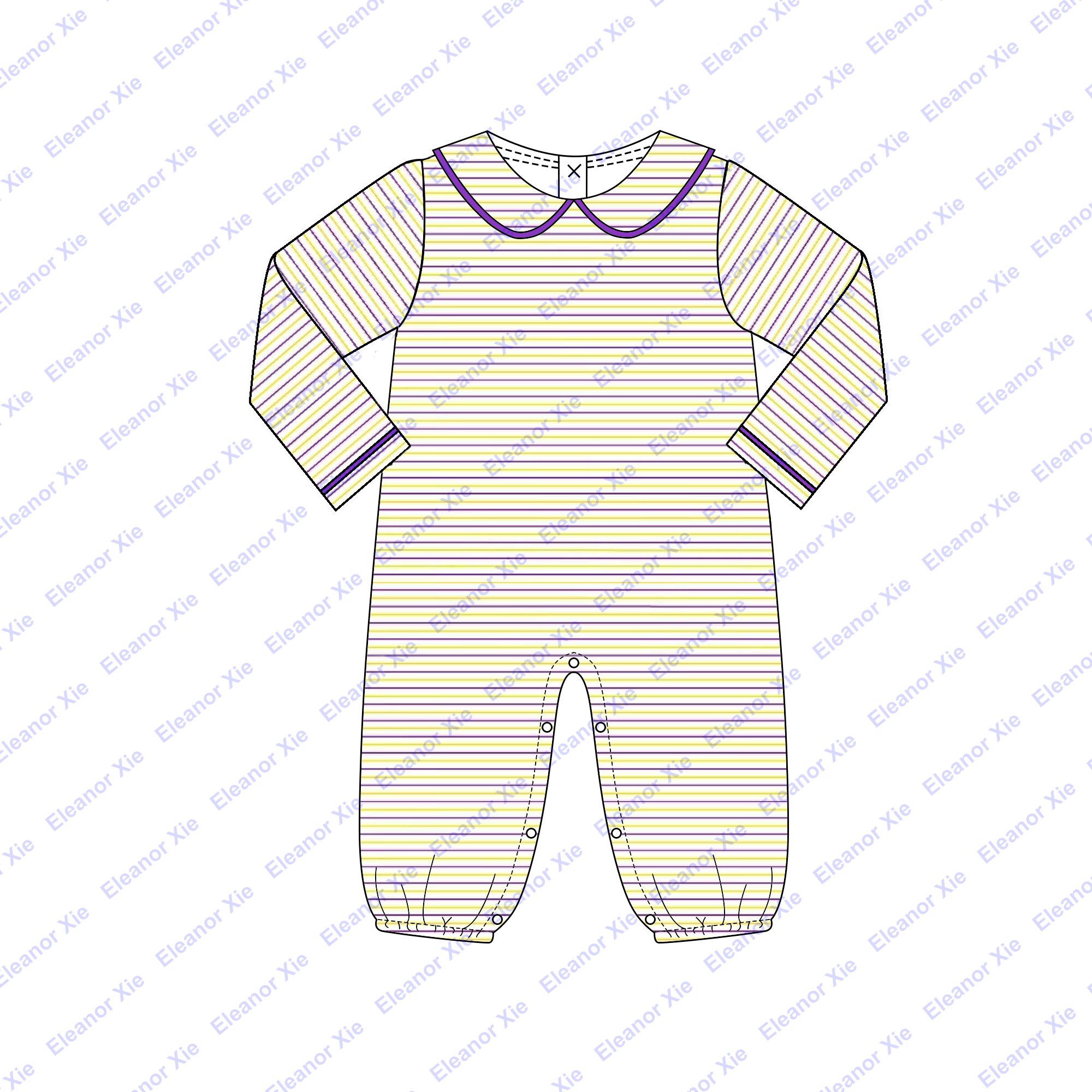 2025 Mardi Gras striped cotton baby boy clothes spring long sleeve peter pan collar toddler new born babies boys rompers