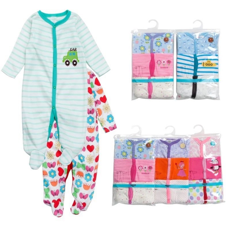 3 Piece Packing High Quality infant footed romper 100% Organic Cotton baby romper Newborn Baby Overall sleepsuit