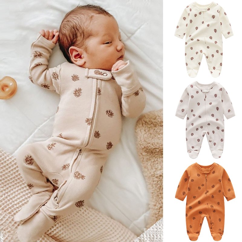 custom 0 - 12 month zipper print newborn jumpsuits 100 % cotton soft long sleeve baby clothes baby romper
