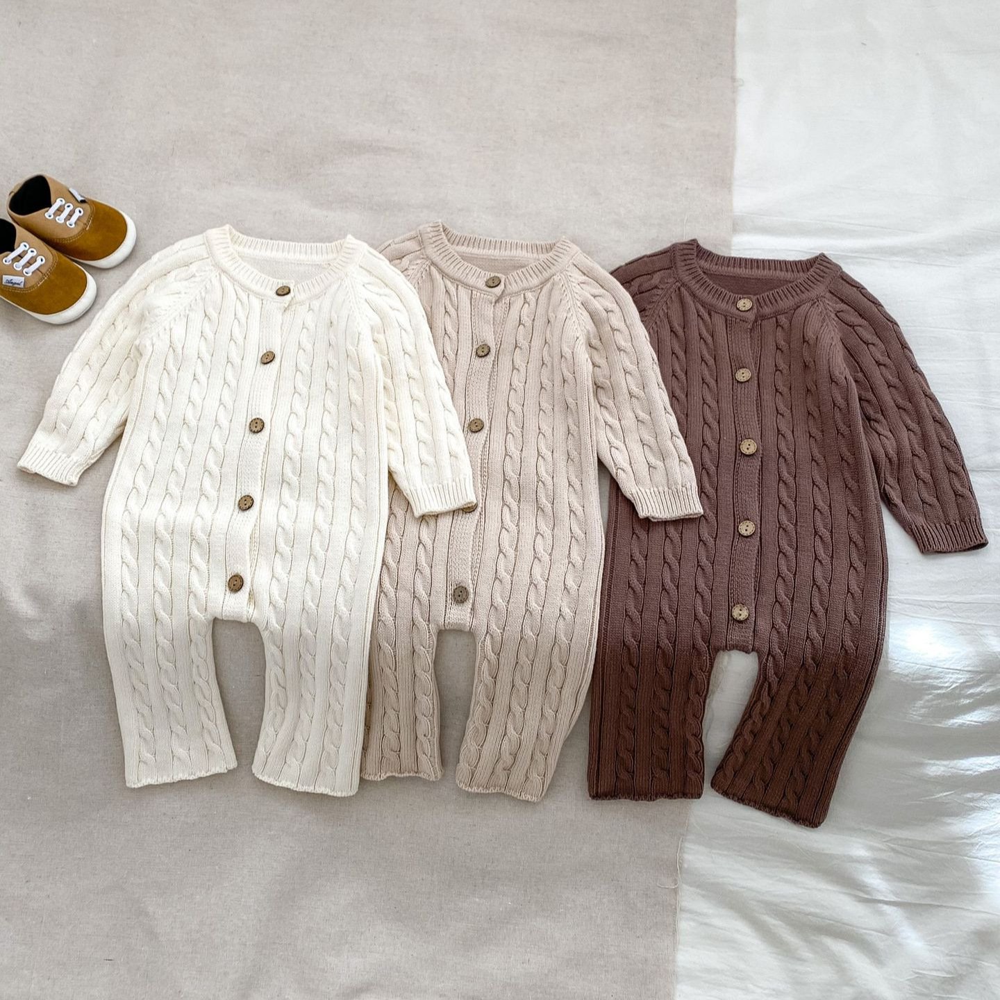 Hot sale autumn unisex long sleeve kids romper 100% organic cotton rib knit baby romper