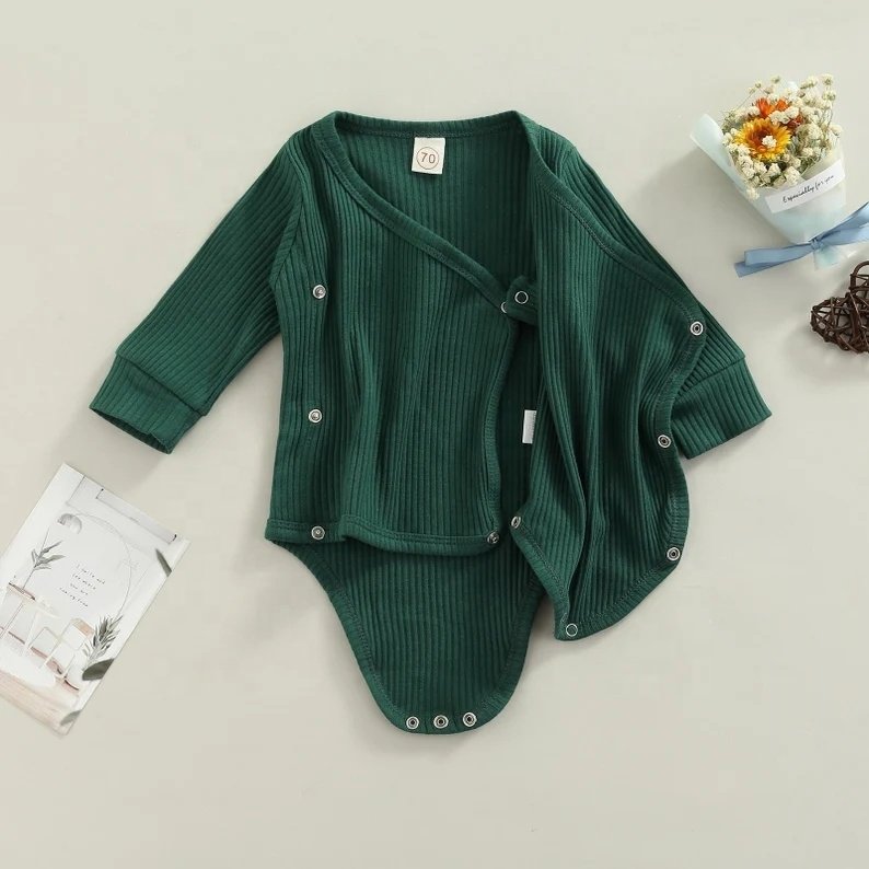 Minimalist Newborn Baby Shower Gift Neutral Baby Ribbed Lounge Romper Set
