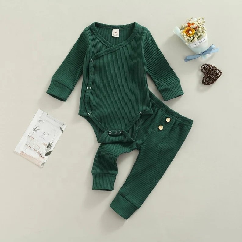 Minimalist Newborn Baby Shower Gift Neutral Baby Ribbed Lounge Romper Set