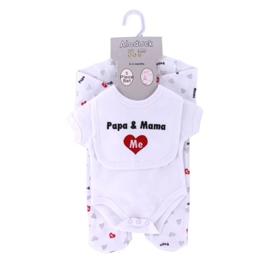 High Quality Organic Cotton Newborn Baby Romper 5 Pcs Sets Girls Boys Wholesale Summer Toddler Clothing Suits