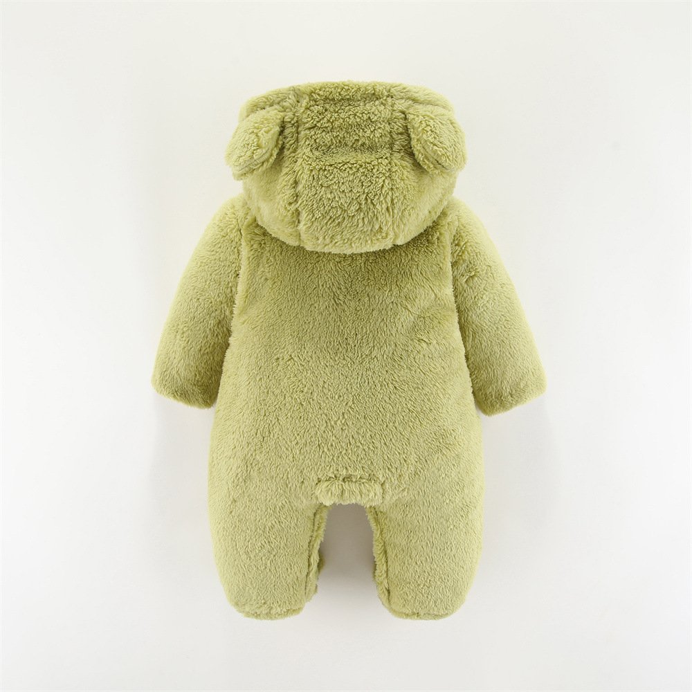 Manufacturer Customizable Deer Pattern Flannel Cute Bear Plush Animal Babys Newborn Infants Clothing Clothes Winter Baby Romper