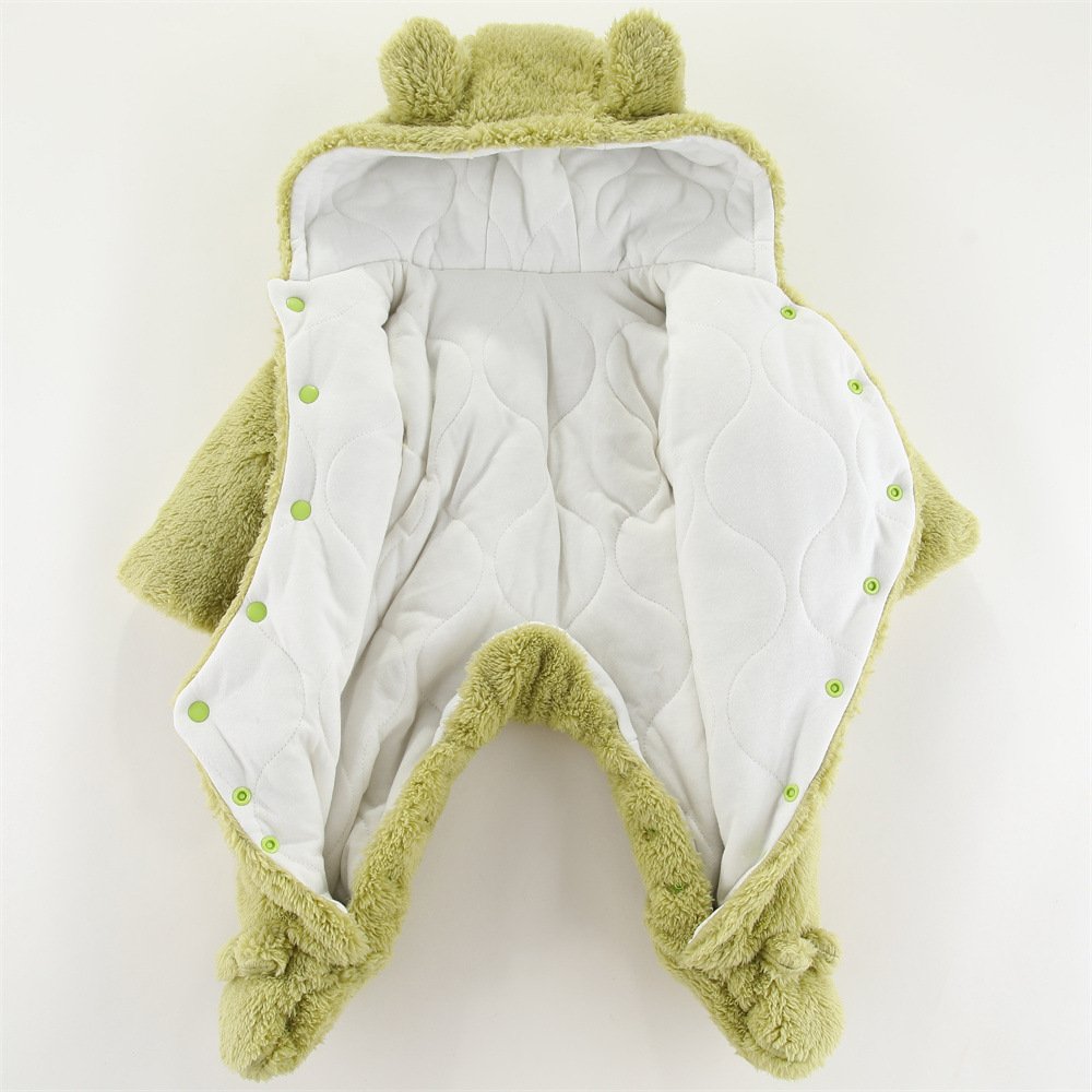 Manufacturer Customizable Deer Pattern Flannel Cute Bear Plush Animal Babys Newborn Infants Clothing Clothes Winter Baby Romper