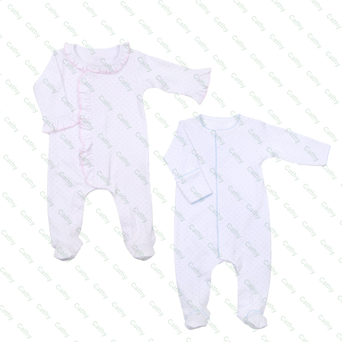 Monogram sibling match newborn coming home outfit long sleeve cotton baby footie ruffle baby girls boys sleeper