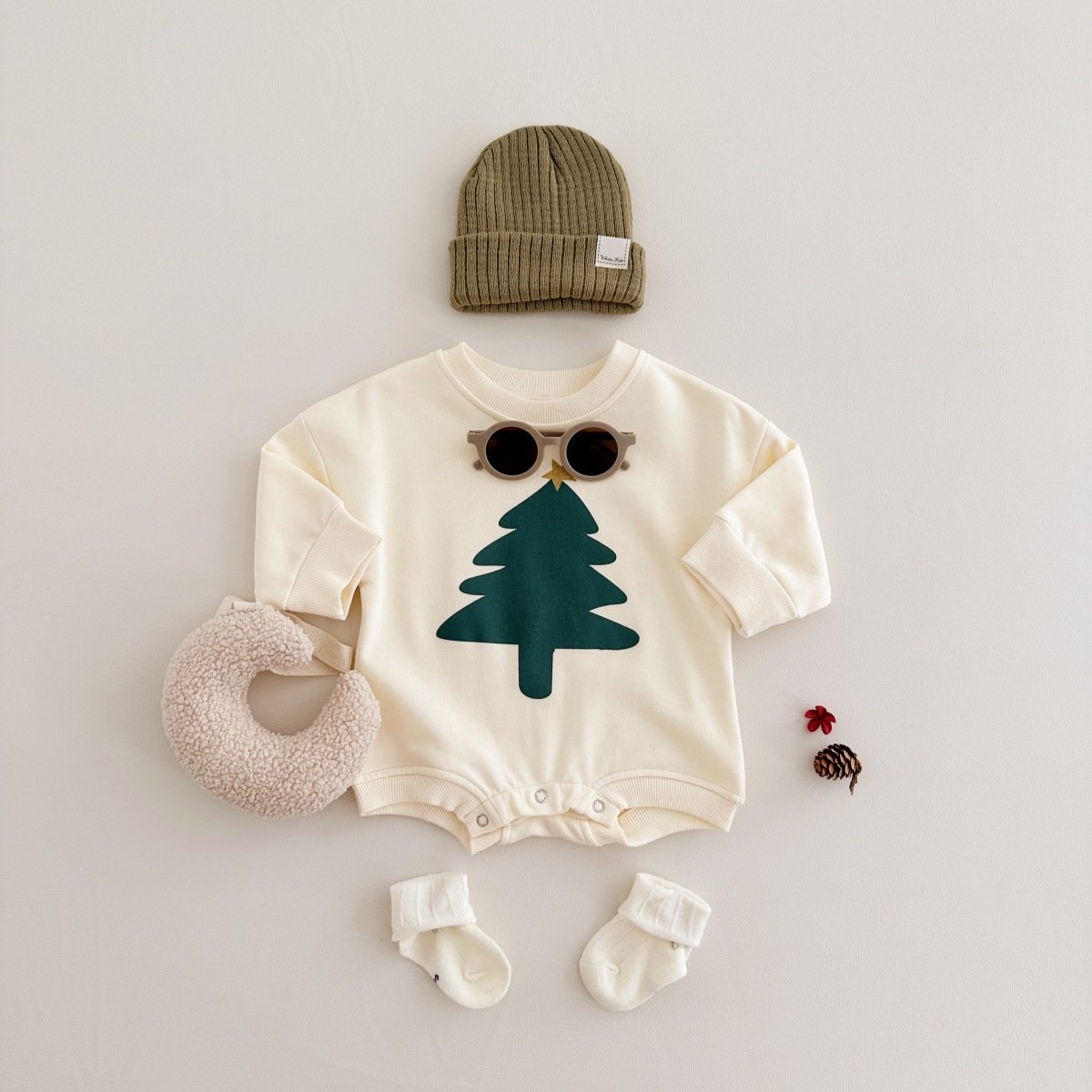 Autumn Newborn Infant Christmas Printed Casual Cotton Long Sleeve Bubble Romper Clothes Baby Bodysuit