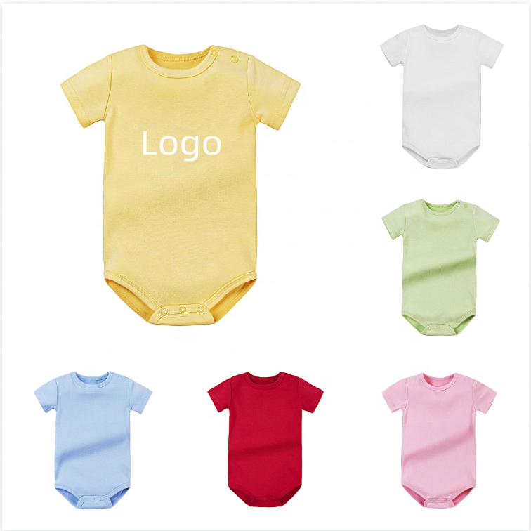 wholesale onesie baby clothes romper plain custom printing short sleeve 100% cotton baby onesie