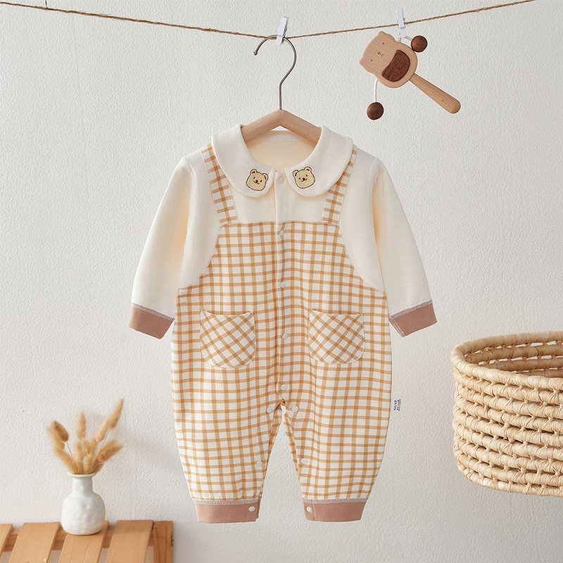 Newborn one-piece spring and autumn class a cotton long-sleeved outing men and women baby romper romper baby clothes ins wind