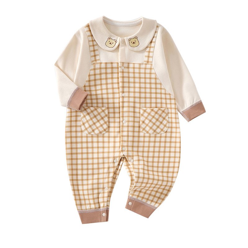 Newborn one-piece spring and autumn class a cotton long-sleeved outing men and women baby romper romper baby clothes ins wind