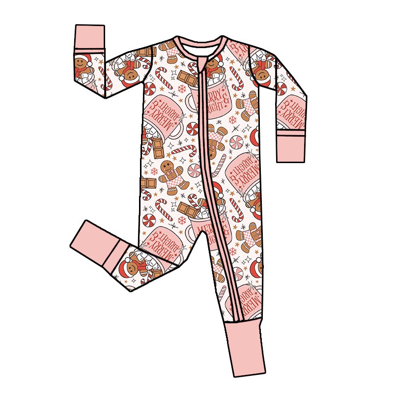 250gsm Custom Print Children Infant Girl Toddler Bamboo Viscose Pajamas Wholesale Newborn Baby Winter Romper Zipper Sleeper