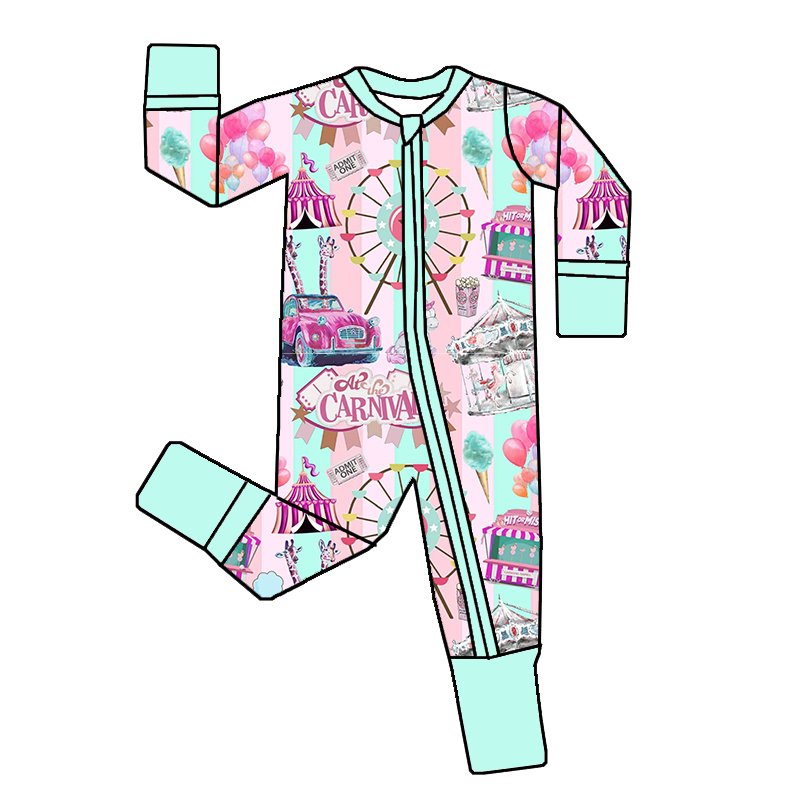 250gsm Custom Print Children Infant Girl Toddler Bamboo Viscose Pajamas Wholesale Newborn Baby Winter Romper Zipper Sleeper