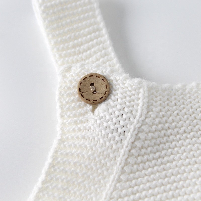 New Arrival Baby White Romper Infant Fashion Knitted Romper Kids Plain Cotton Knitting Romper