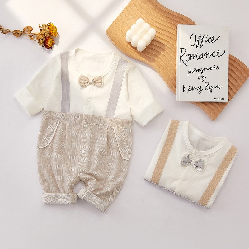 Keli Bear Baby Romper New Season 100% Cotton Boneless Stitching Boys and Girls Jumpsuit Newborn Romper