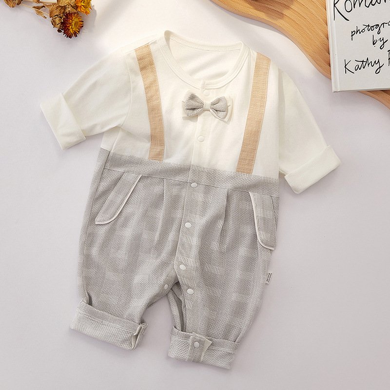 Keli Bear Baby Romper New Season 100% Cotton Boneless Stitching Boys and Girls Jumpsuit Newborn Romper
