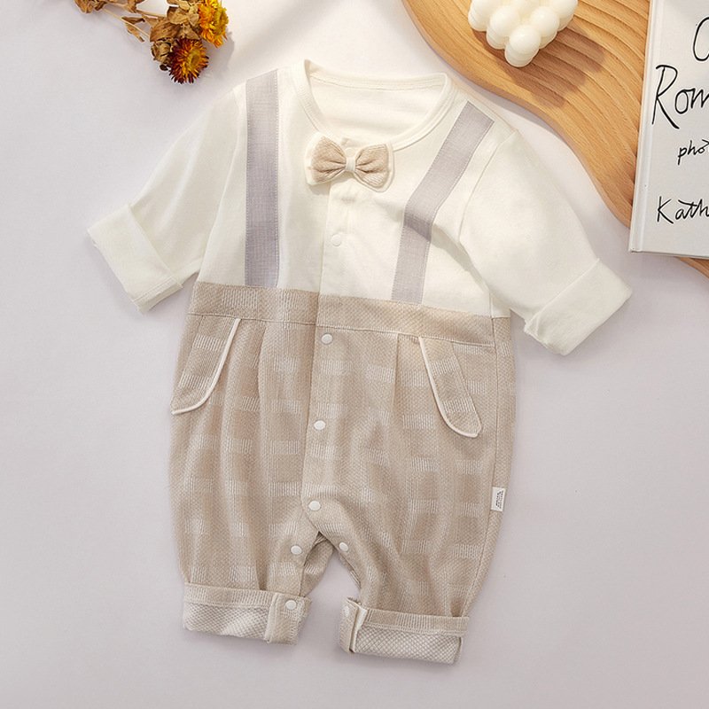 Keli Bear Baby Romper New Season 100% Cotton Boneless Stitching Boys and Girls Jumpsuit Newborn Romper