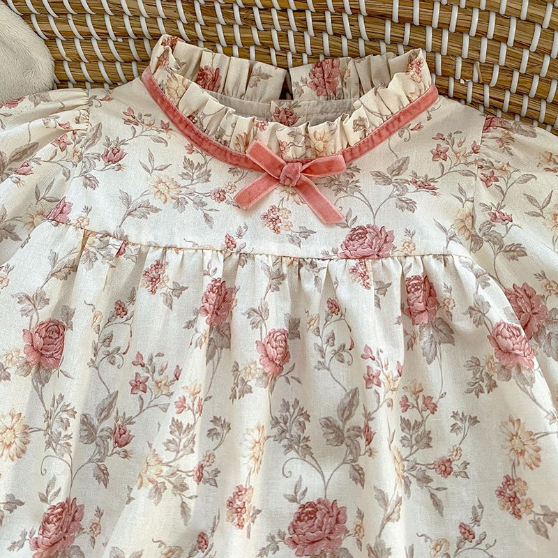 Latest autumn infant baby romper cute floral printed pure cotton long sleeve romper baby girls clothes rompers