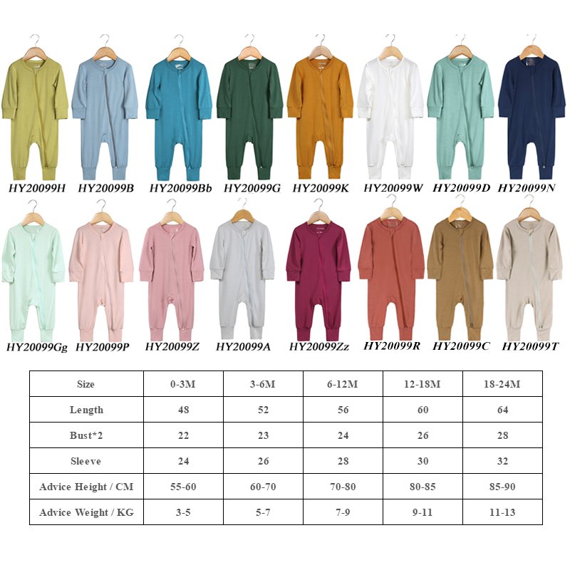 Conyson new born onesie 100% cotton long sleeve Zipper Infant baby Clothes Pajamas Unisex wholesale bamboo Custom baby rompers