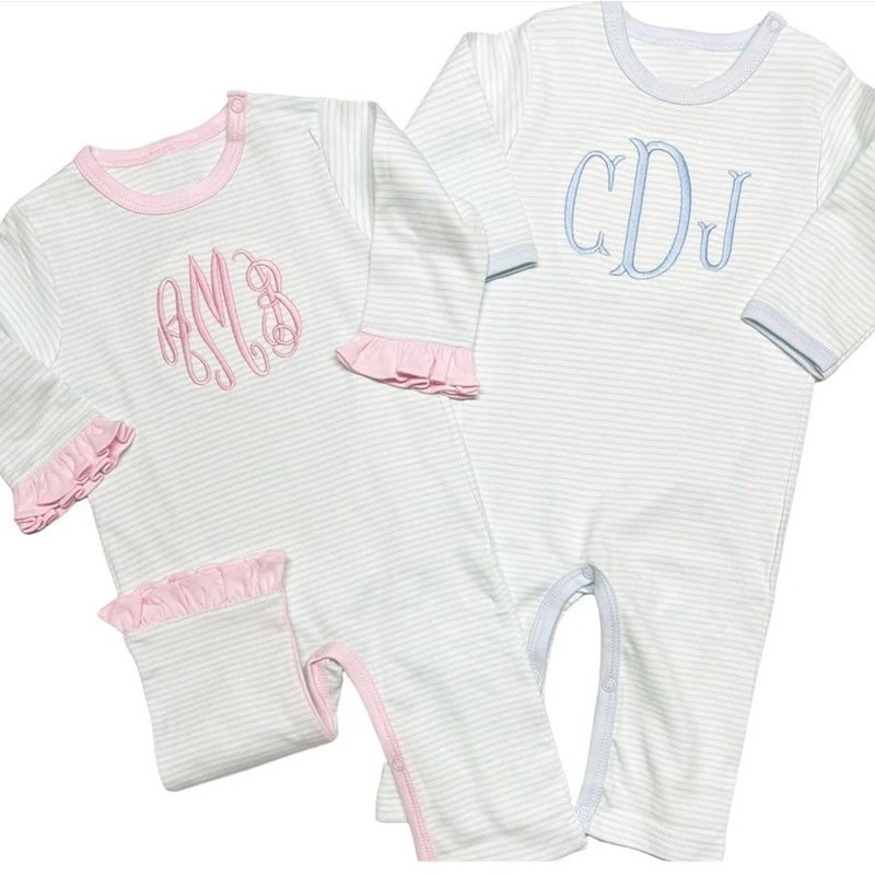 Monogrammed Bamboo Baby Romper Custom Designer Ruffle Clothes Organic Cotton Newborn Baby Girl Outfits