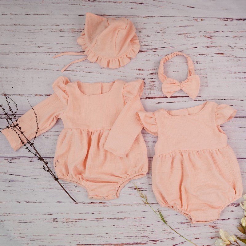 Autumn infant baby romper new fashion muslin flutter long sleeve bodysuit newborn cute outfits