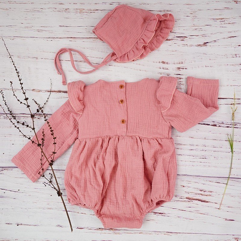 Autumn infant baby romper new fashion muslin flutter long sleeve bodysuit newborn cute outfits