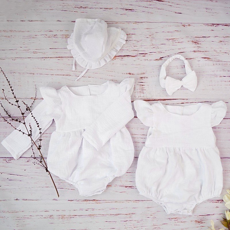 Autumn infant baby romper new fashion muslin flutter long sleeve bodysuit newborn cute outfits