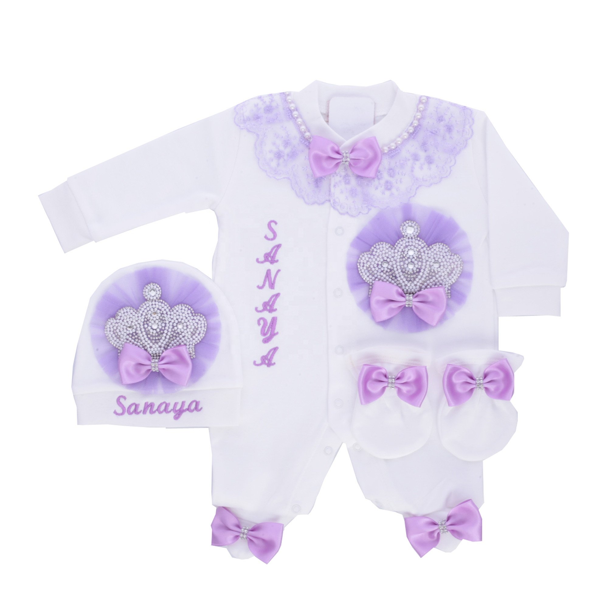 100% Cotton Custom 10 Pieces Pink Baby Romper Set Fabric Knitted Wholesale Baby Gift 10 Pieces Hospital Exit for Newborn