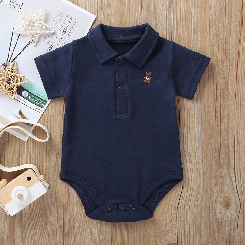 2024 Summer Baby Boy Jumpsuit Candy Color Short Sleeve Triangle Climbing Suit 100% Cotton Unisex ODM Supply in Stock!