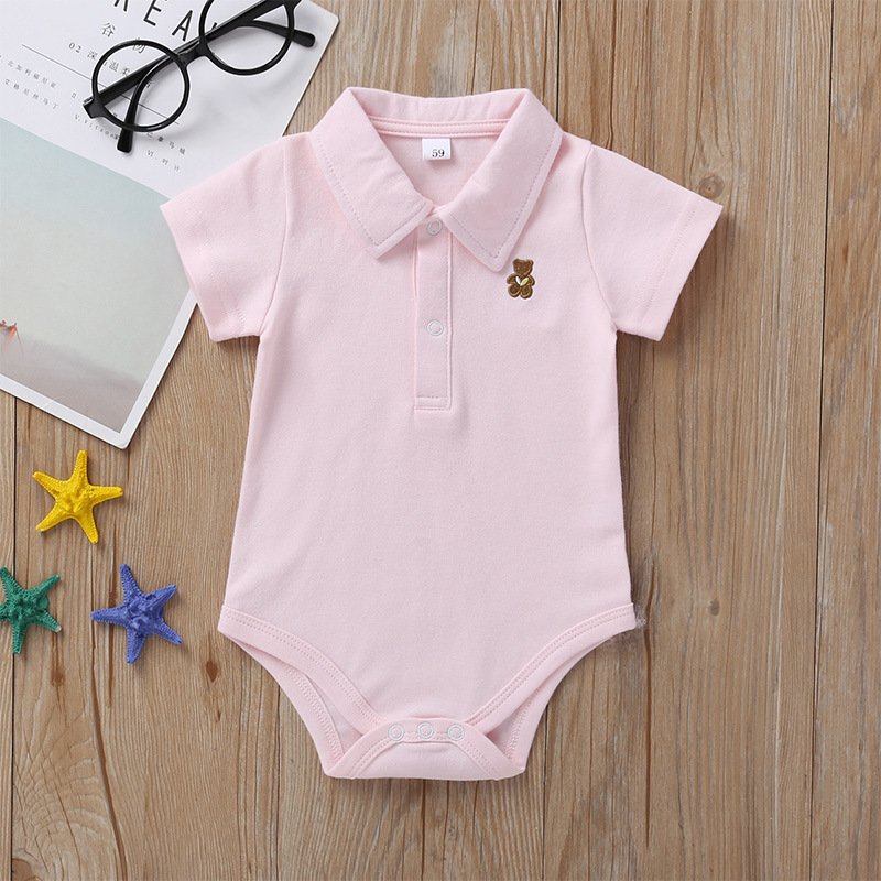 2024 Summer Baby Boy Jumpsuit Candy Color Short Sleeve Triangle Climbing Suit 100% Cotton Unisex ODM Supply in Stock!